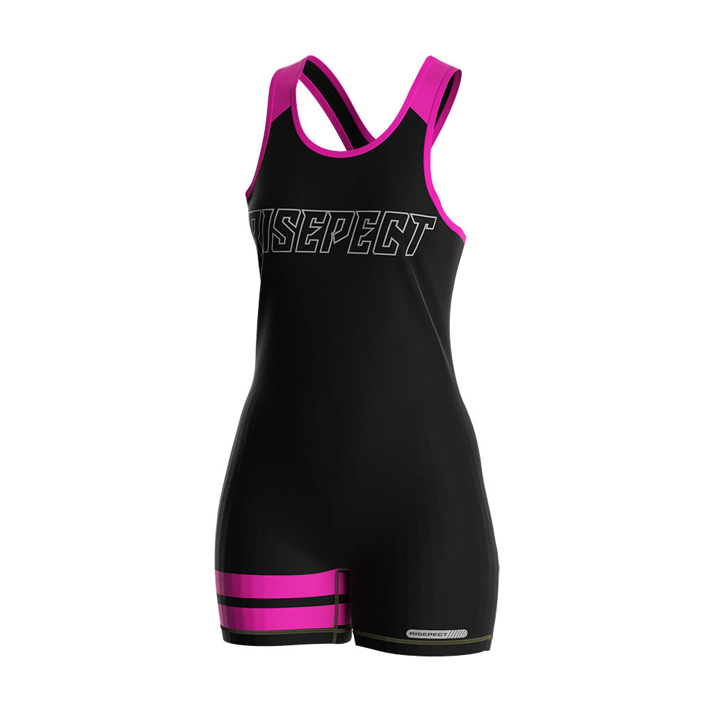Women's Fitness Bodysuit-Pink Shoulder Strap