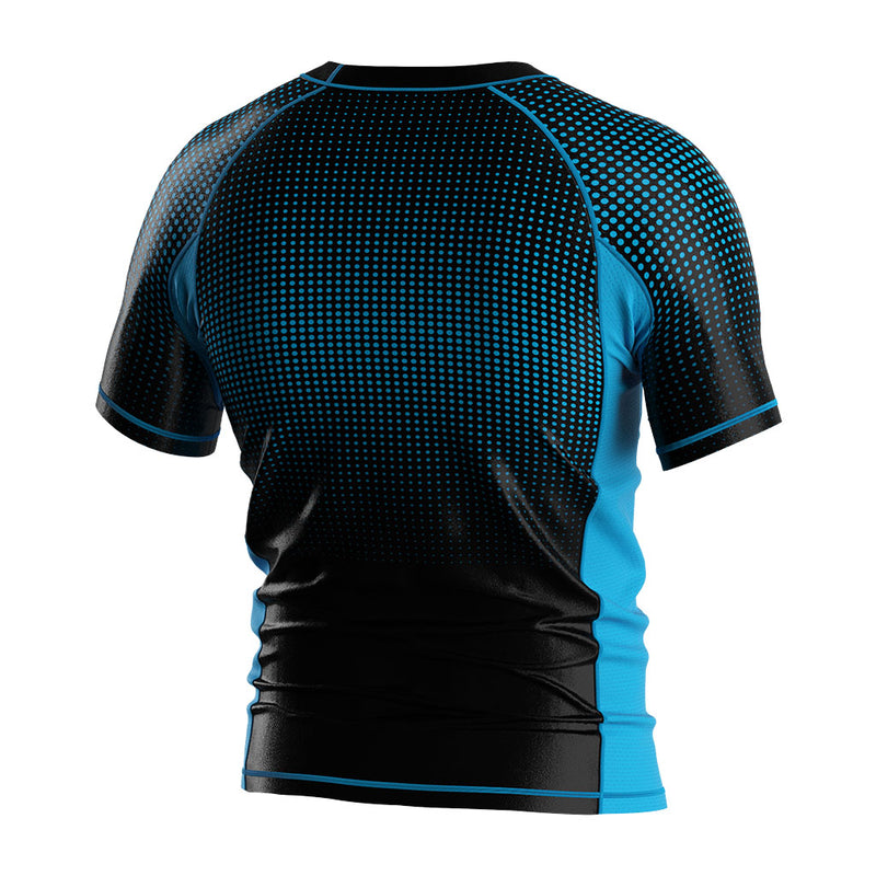 Gradient BJJ Short Sleeve Rash Guard-Blue back