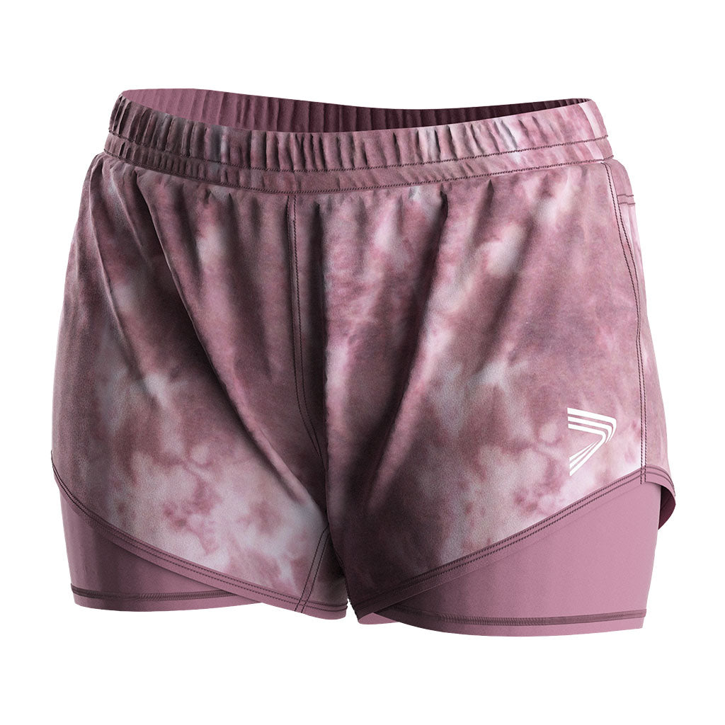 2 in 1 Women's Gym Shorts-Two Color Mix