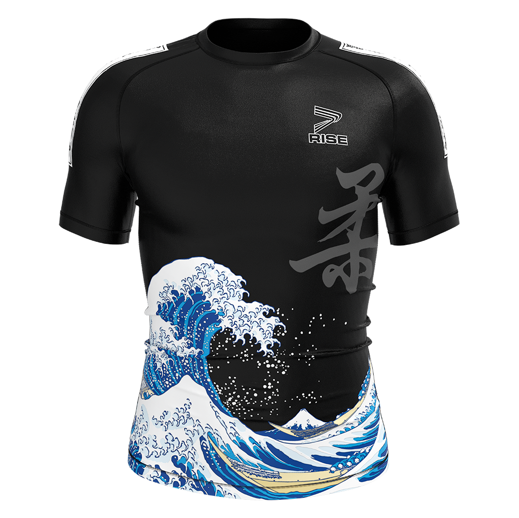 Kanagawa Wave Pattern BJJ Kurzarm-Rashguard