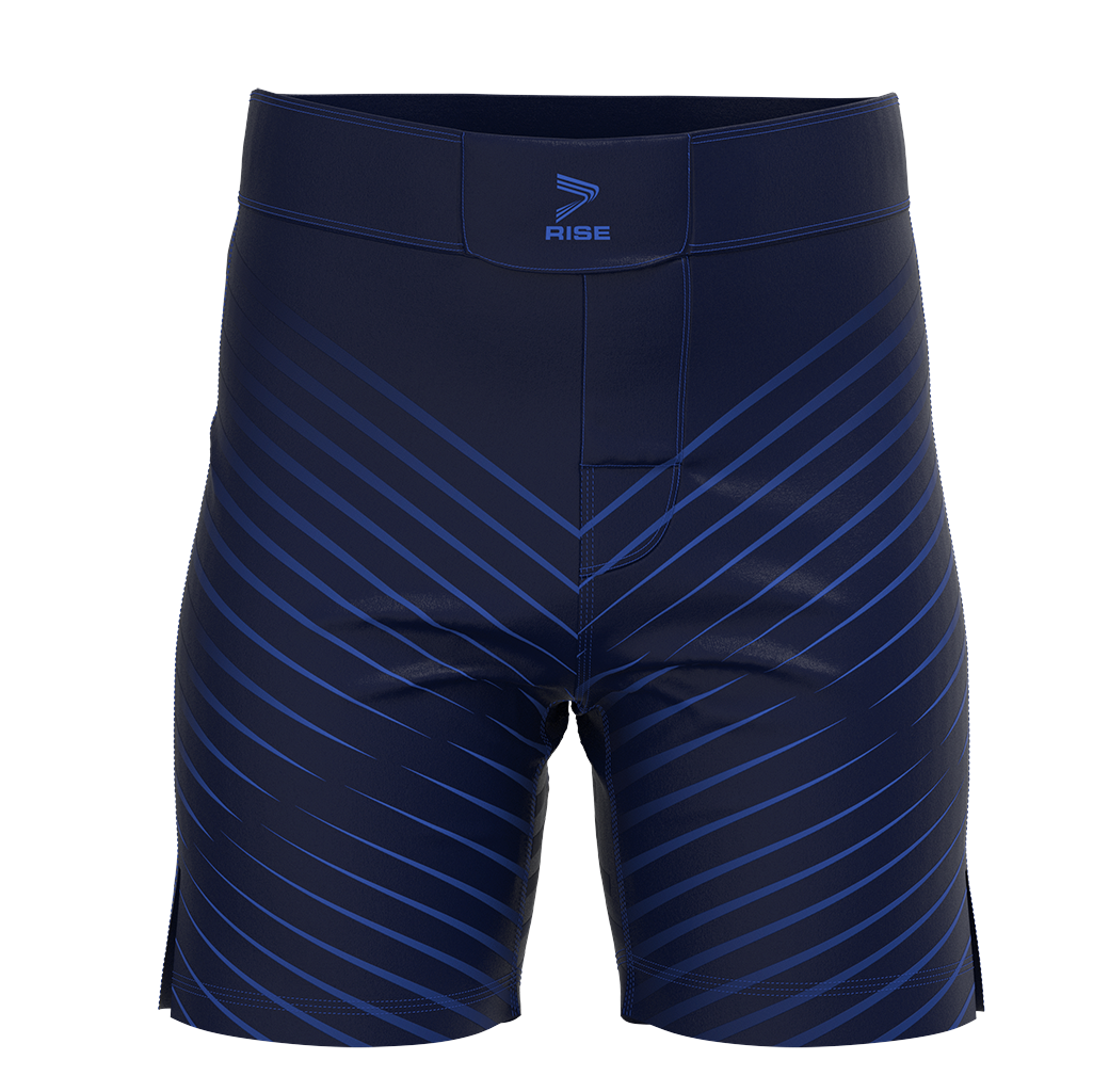 Beispiel für BJJ-Grappling-Shorts mit blauen Streifen